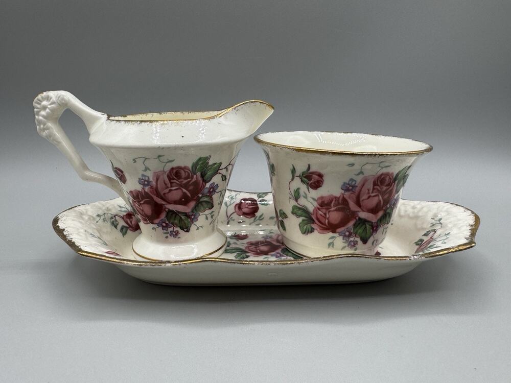 James Kent Chintz Creamer Sugar Tray Set Langton #4040 Made in England Vintage